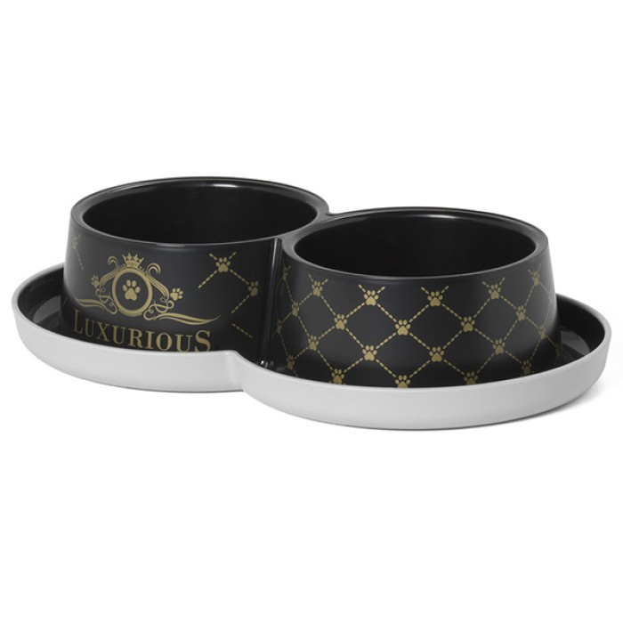 Moderna Double Trendy Dinner Luxurious Pets МОДЕРНА ДАБЛ ТРЕНДІ ДІНЕР – подвійна миска для кішок із пластику, захист від мурах 350 мл Д-10см х 2